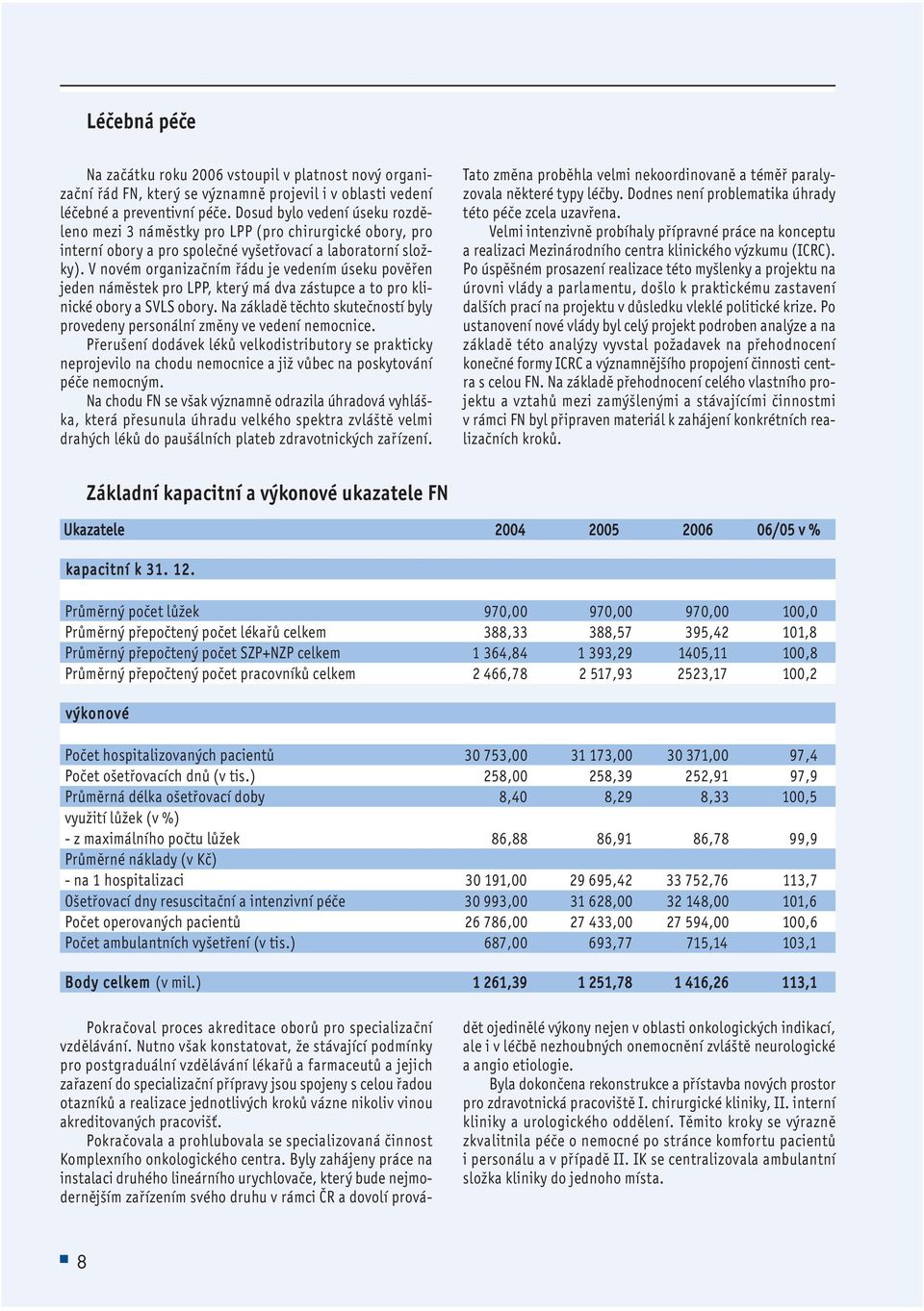 V novém organizačním řádu je vedením úseku pověřen jeden náměstek pro LPP, který má dva zástupce a to pro klinické obory a SVLS obory.