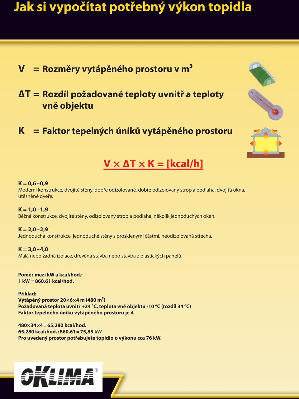 K = 1,0 1,9 Běžná konstrukce, dvojité stěny, odizolovaný strop a podlaha, několik jednoduchých oken. K = 2,0 2,9 Jednoduchá konstrukce, jednoduché stěny s prosklenými částmi, neodizolovaná střecha.