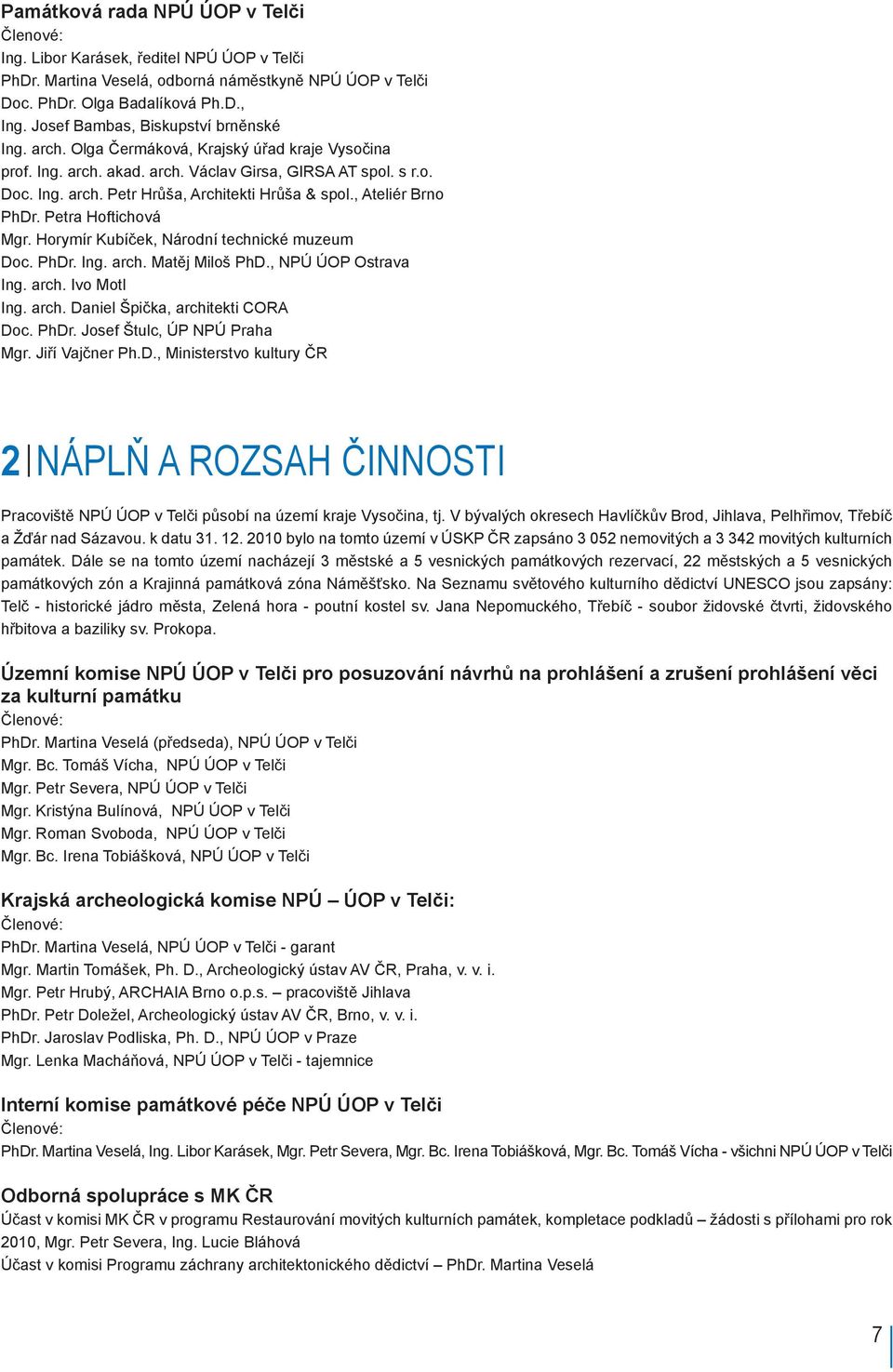 , Ateliér Brno PhDr. Petra Hoftichová Mgr. Horymír Kubíček, Národní technické muzeum Doc. PhDr. Ing. arch. Matěj Miloš PhD., NPÚ ÚOP Ostrava Ing. arch. Ivo Motl Ing. arch. Daniel Špička, architekti CORA Doc.