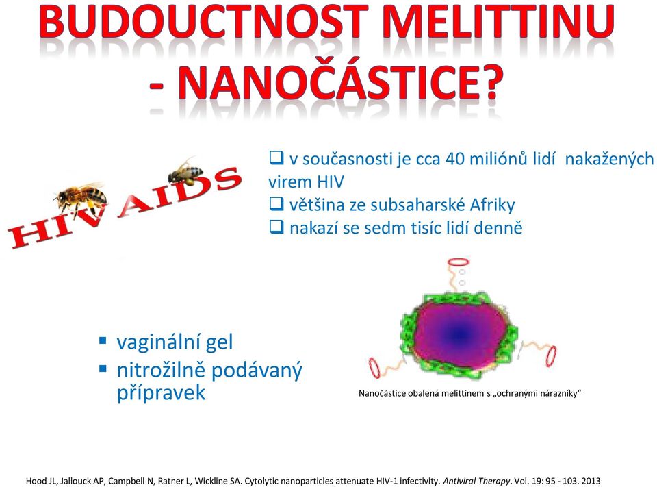 obalená melittinem s ochranými nárazníky Hood JL, Jallouck AP, Campbell N, Ratner L,