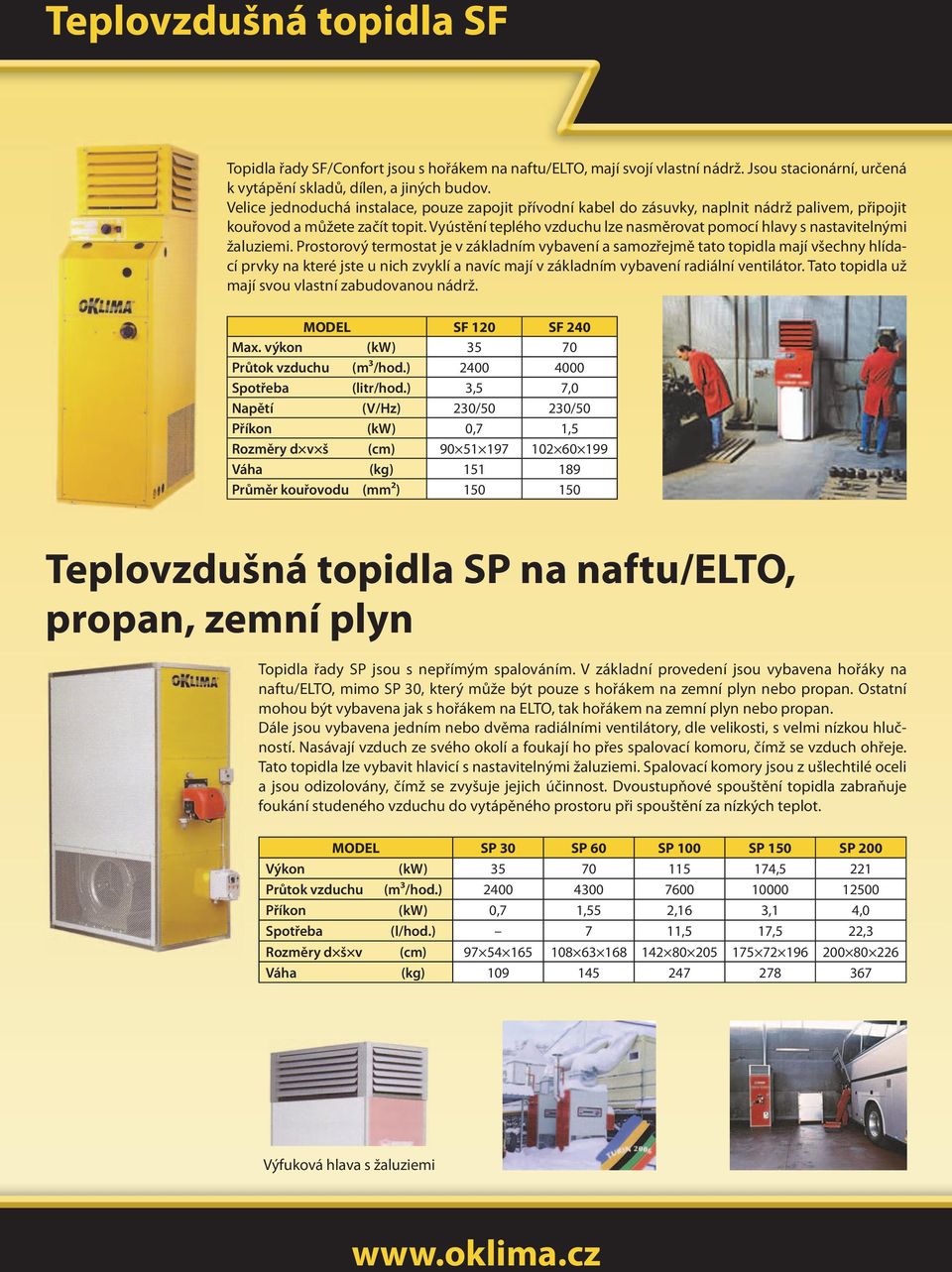 Vyústění teplého vzduchu lze nasměrovat pomocí hlavy s nastavitelnými žaluziemi.