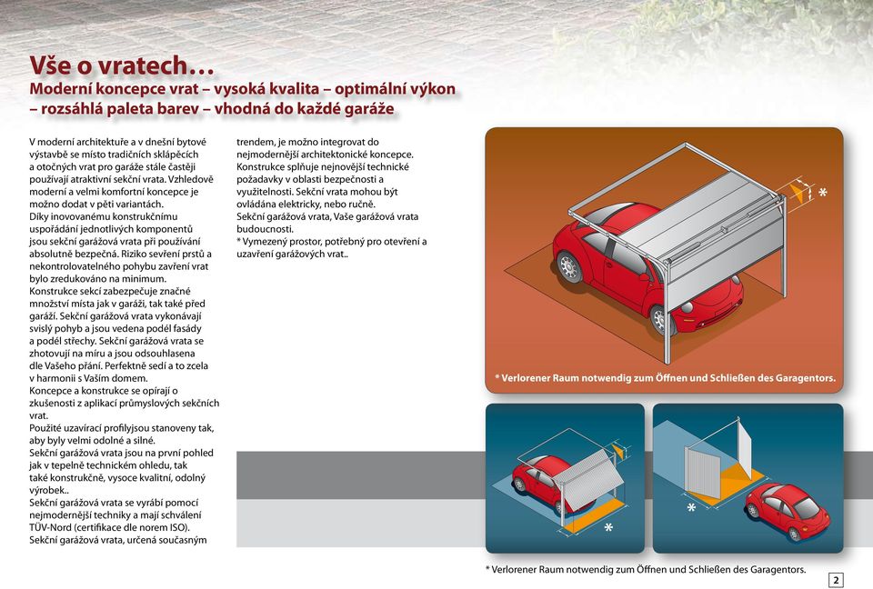 Díky inovovanému konstrukčnímu uspořádání jednotlivých komponentů jsou sekční garážová vrata při používání absolutně bezpečná.