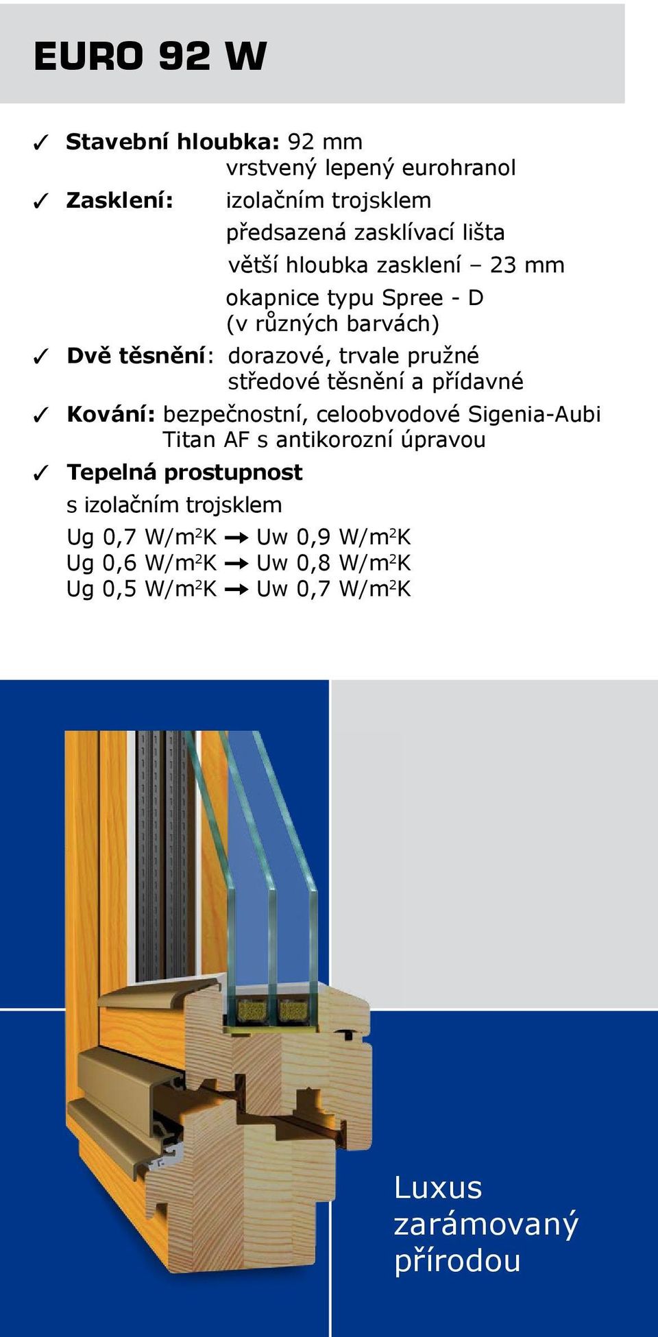 těsnění a přídavné T Kování: bezpečnostní, celoobvodové Sigenia-Aubi Titan AF s antikorozní úpravou T Tepelná prostupnost s