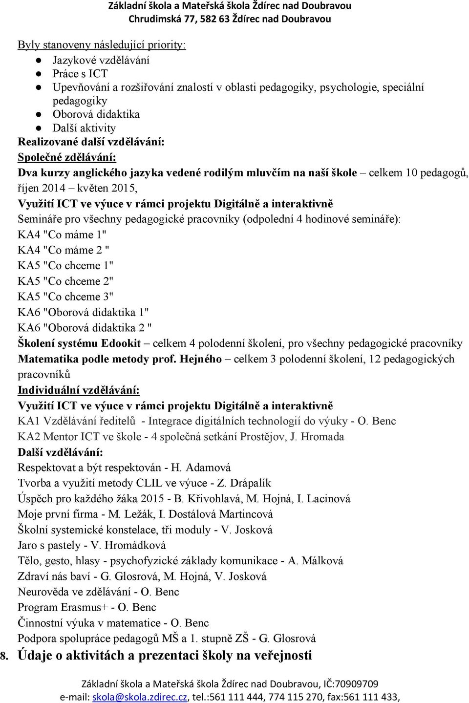 Digitálně a interaktivně Semináře pro všechny pedagogické pracovníky (odpolední hodinové semináře): KA "Co máme " KA "Co máme " KA5 "Co chceme " KA5 "Co chceme " KA5 "Co chceme " KA6 "Oborová
