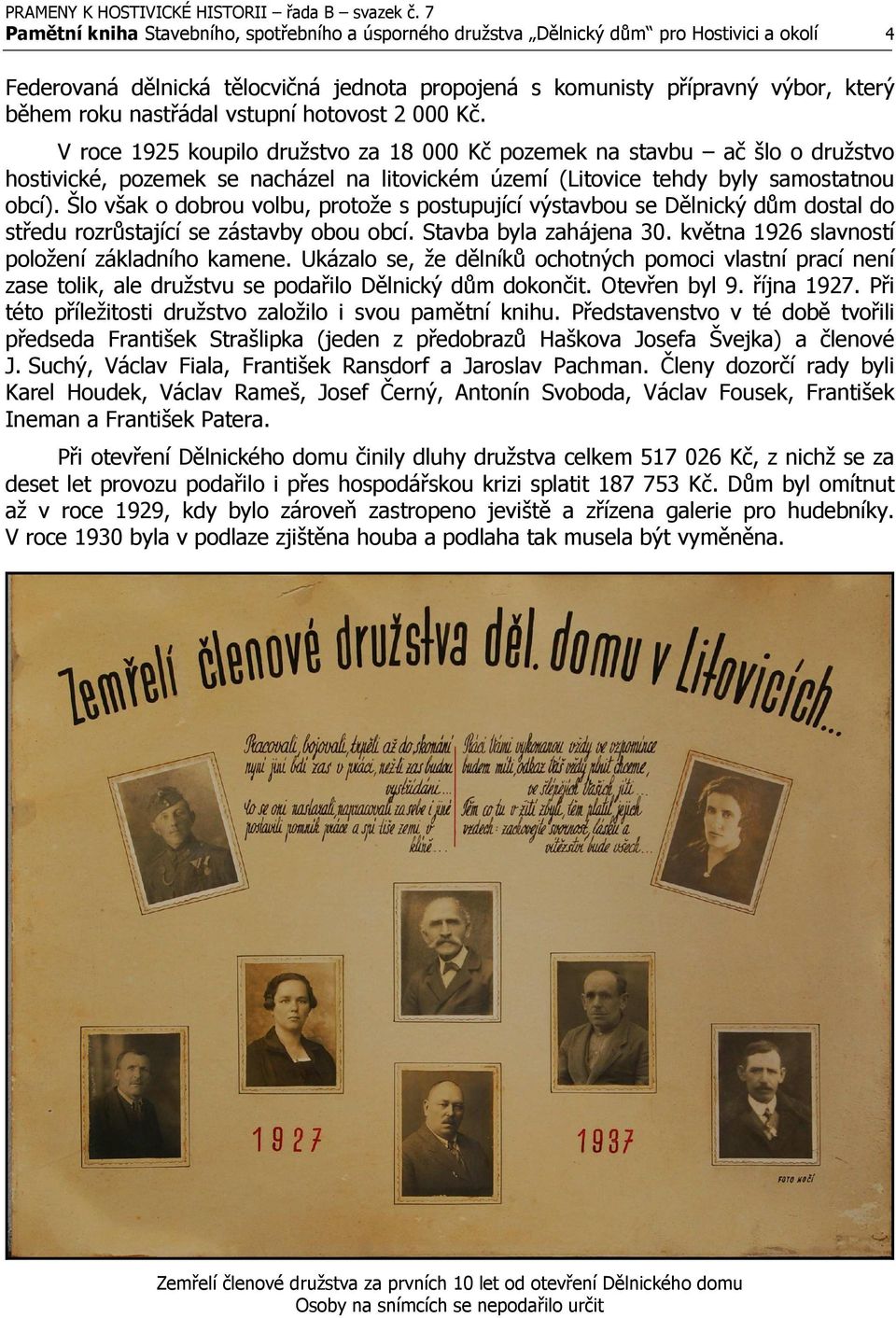 V roce 1925 koupilo družstvo za 18 000 Kč pozemek na stavbu ač šlo o družstvo hostivické, pozemek se nacházel na litovickém území (Litovice tehdy byly samostatnou obcí).