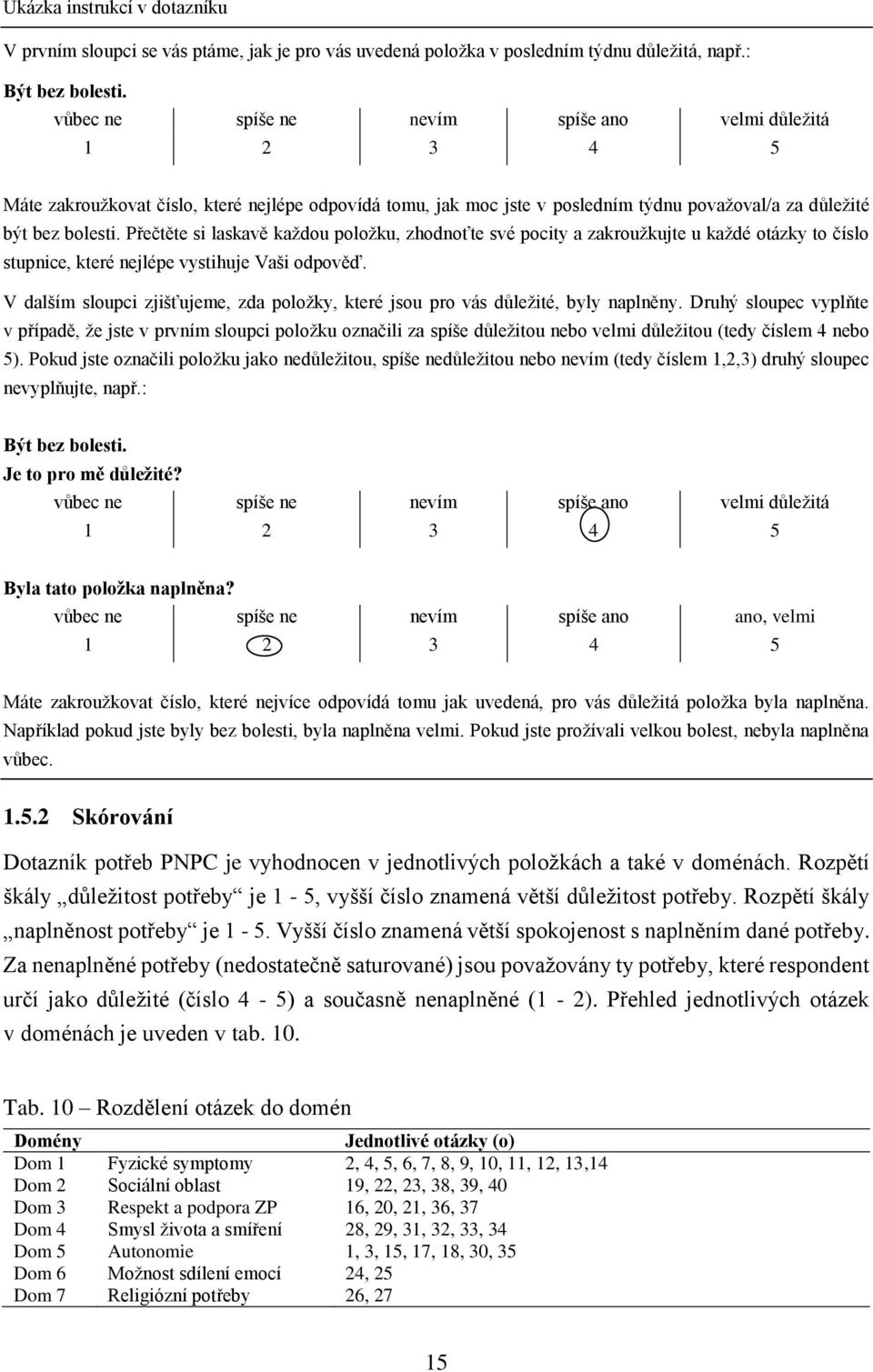 Přečtěte si laskavě každou položku, zhodnoťte své pocity a zakroužkujte u každé otázky to číslo stupnice, které nejlépe vystihuje Vaši odpověď.