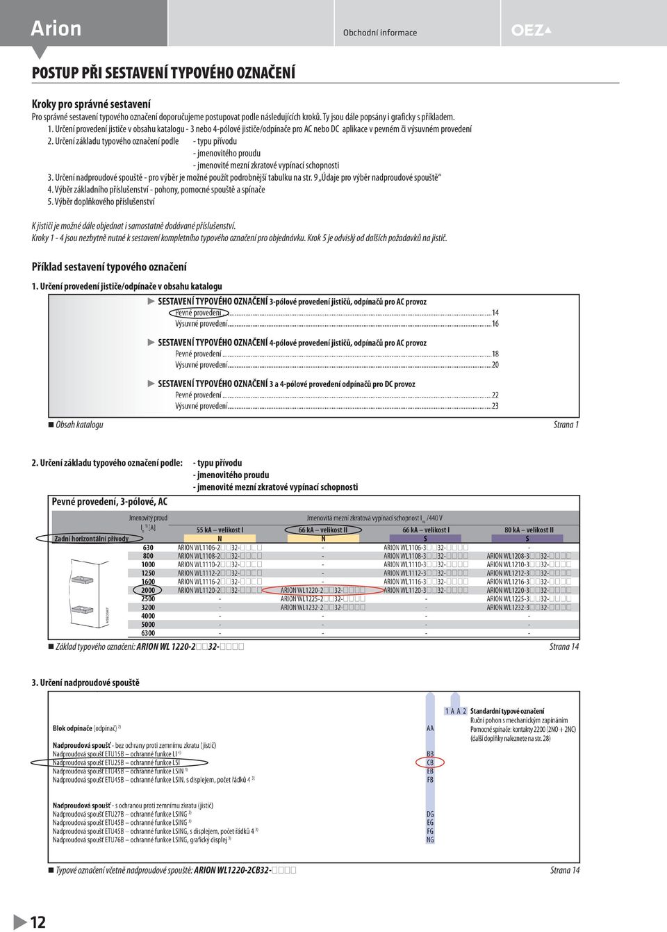 Určení základu typového označení podle - typu přívodu - jmenovitého proudu - jmenovité mezní zkratové vypínací schopnosti 3.