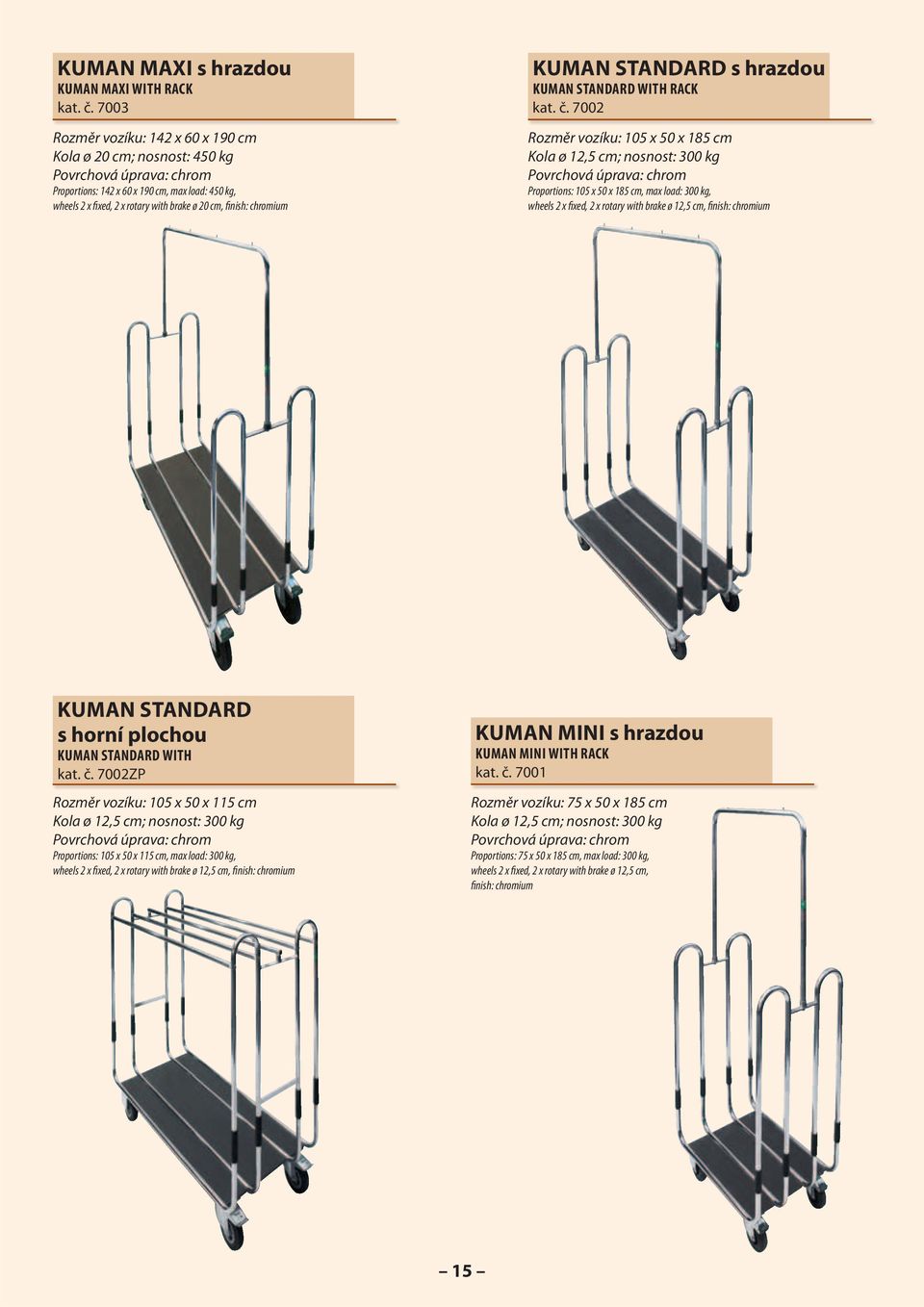 chromium KUMAN STANDARD s hrazdou KUMAN STANDARD WITH RACK kat. č.