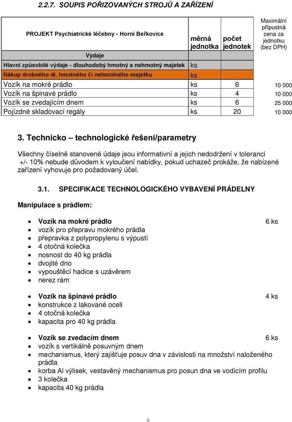 dnem ks 6 25 000 Pojízdné skladovací regály ks 20 10 000 ks 3.