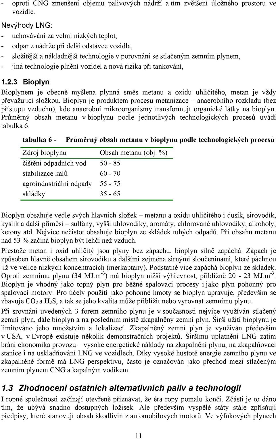 plnění vozidel a nová rizika při tankování, 1.2.3 Bioplyn Bioplynem je obecně myšlena plynná směs metanu a oxidu uhličitého, metan je vždy převažující složkou.