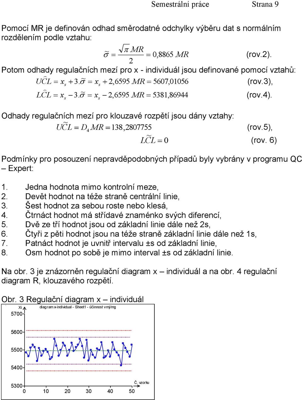 s s Odhady regulačních mezí pro klouzavé rozpětí jsou dány vztahy: ~ U CL D 4. MR 138,807755 (rov.5), ~ L CL 0 (rov.