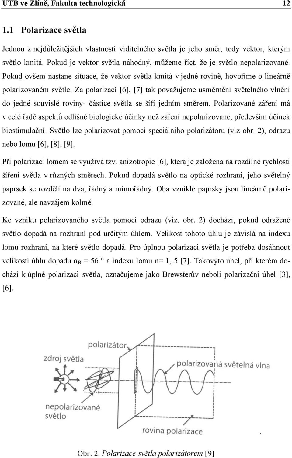 Za polarizaci [6], [7] tak považujeme usměrnění světelného vlnění do jedné souvislé roviny- částice světla se šíří jedním směrem.