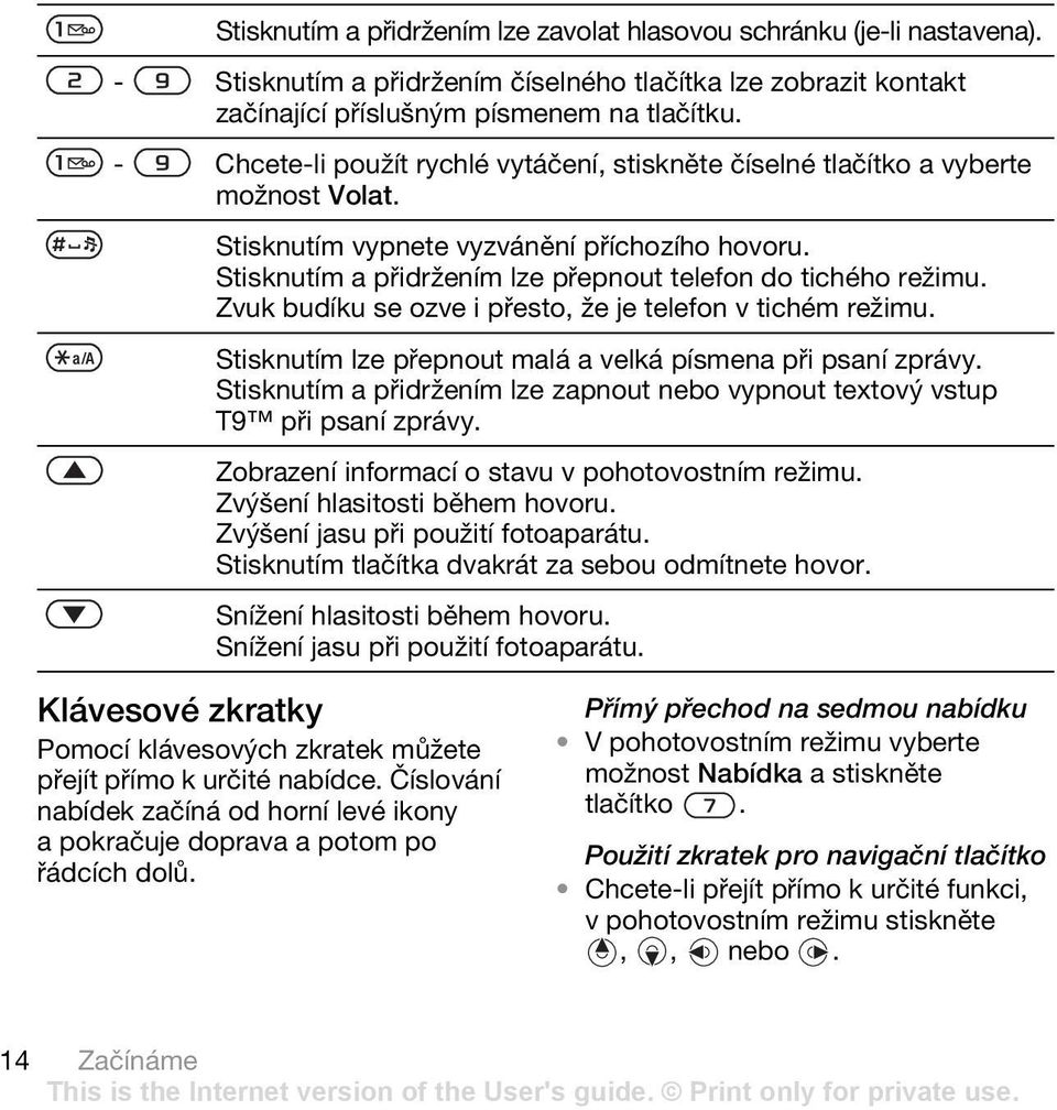 Zvuk budíku se ozve i přesto, že je telefon v tichém režimu. Stisknutím lze přepnout malá a velká písmena při psaní zprávy.