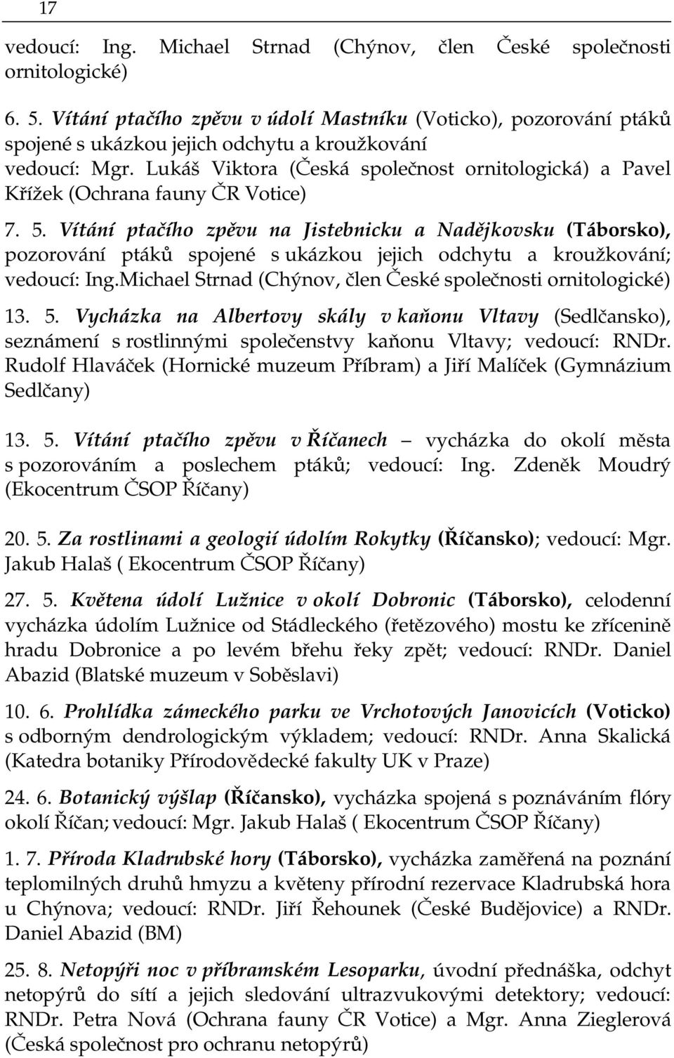 Lukáš Viktora (Česká společnost ornitologická) a Pavel Křížek (Ochrana fauny ČR Votice) 7. 5.