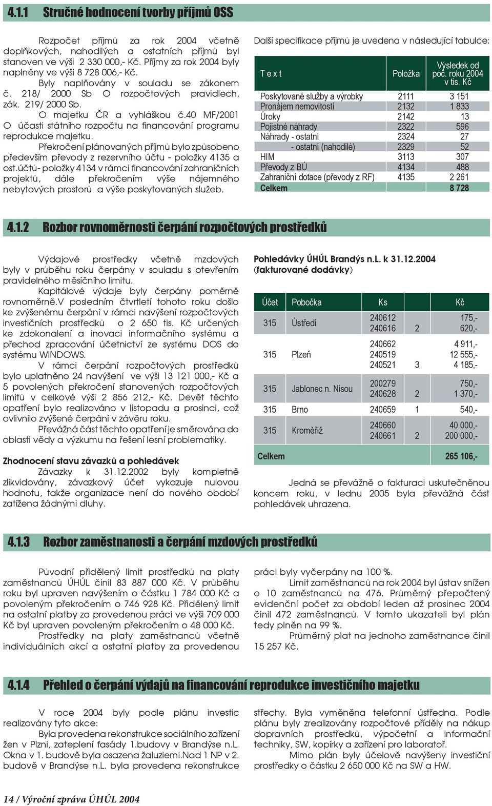 40 MF/2001 O účasti státního rozpočtu na financování programu reprodukce majetku. Překročení plánovaných příjmů bylo způsobeno především převody z rezervního účtu - položky 4135 a ost.