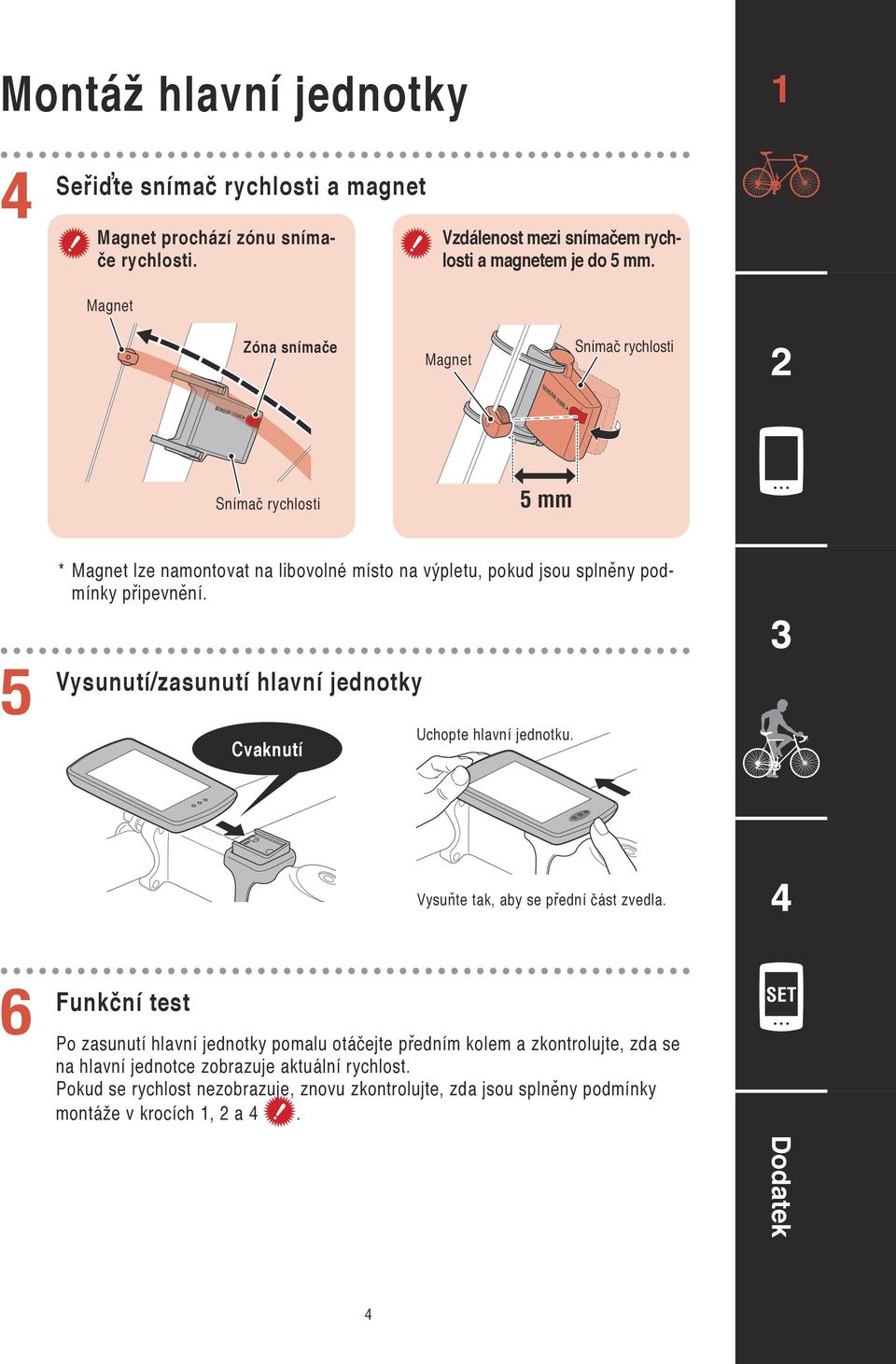 připevnění. Vysunutí/zasunutí hlavní jednotky Cvaknutí Uchopte hlavní jednotku. Vysuňte tak, aby se přední část zvedla.