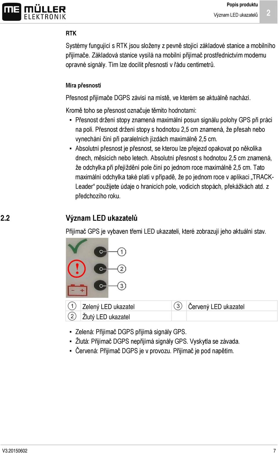 Míra přesnosti Přesnost přijímače DGPS závisí na místě, ve kterém se aktuálně nachází.