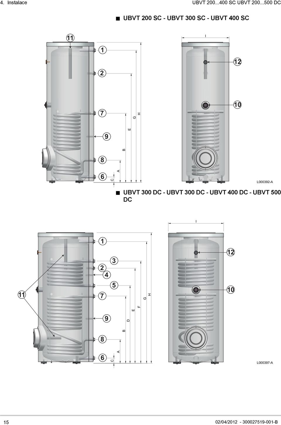 10 9 E B 8 6 C A L000392-A UBVT 300 DC - UBVT 300 DC - UBVT 400 DC