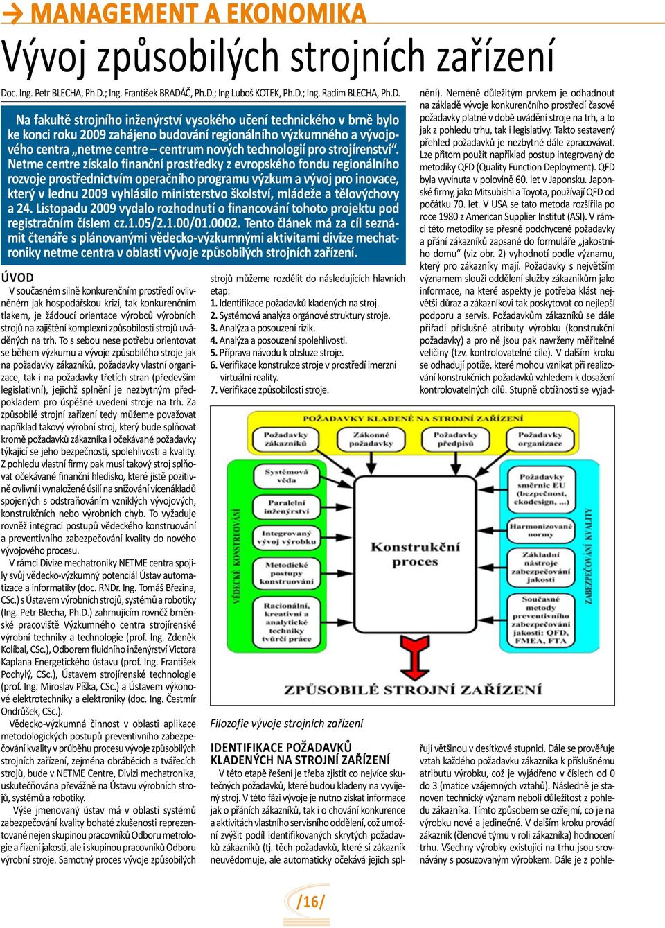 Identifikace požadavků kladených na stroj. etap: tlakem, je žádoucí orientace výrobců výrobních 2. Systémová analýza orgánové struktury stroje.