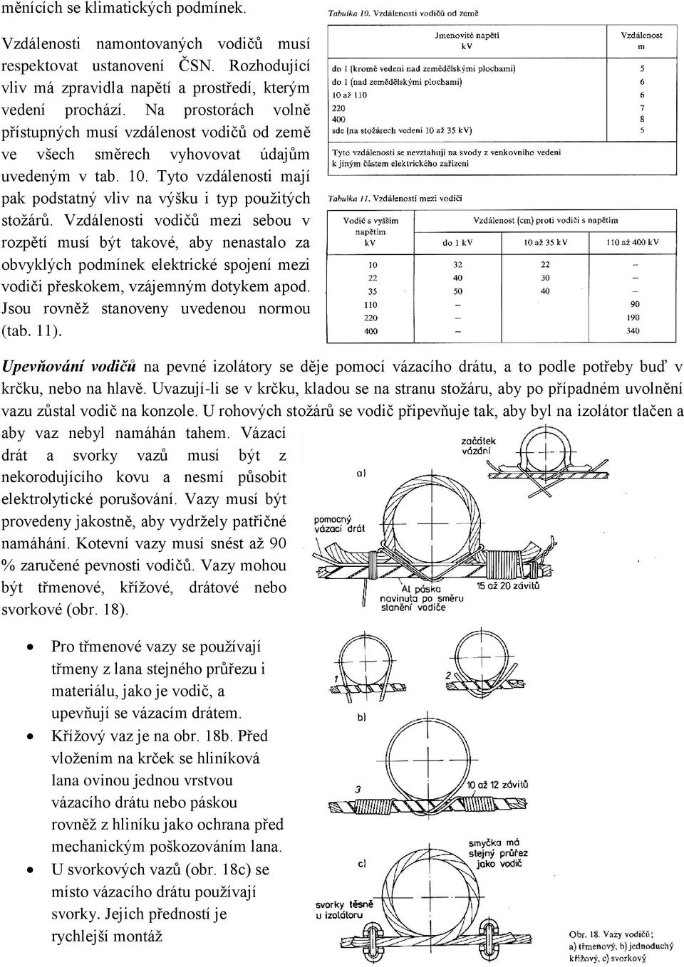 Vzdálenosti vodičů mezi sebou v rozpětí musí být takové, aby nenastalo za obvyklých podmínek elektrické spojení mezi vodiči přeskokem, vzájemným dotykem apod.