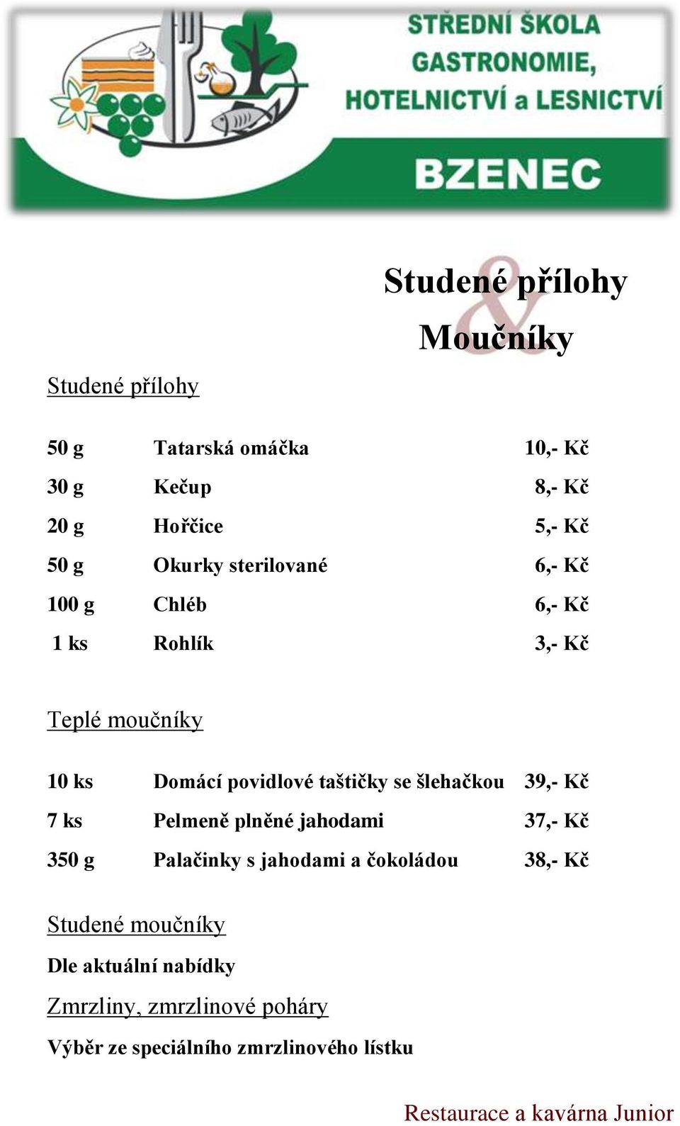 taštičky se šlehačkou 39,- Kč 7 ks Pelmeně plněné jahodami 37,- Kč 350 g Palačinky s jahodami a čokoládou