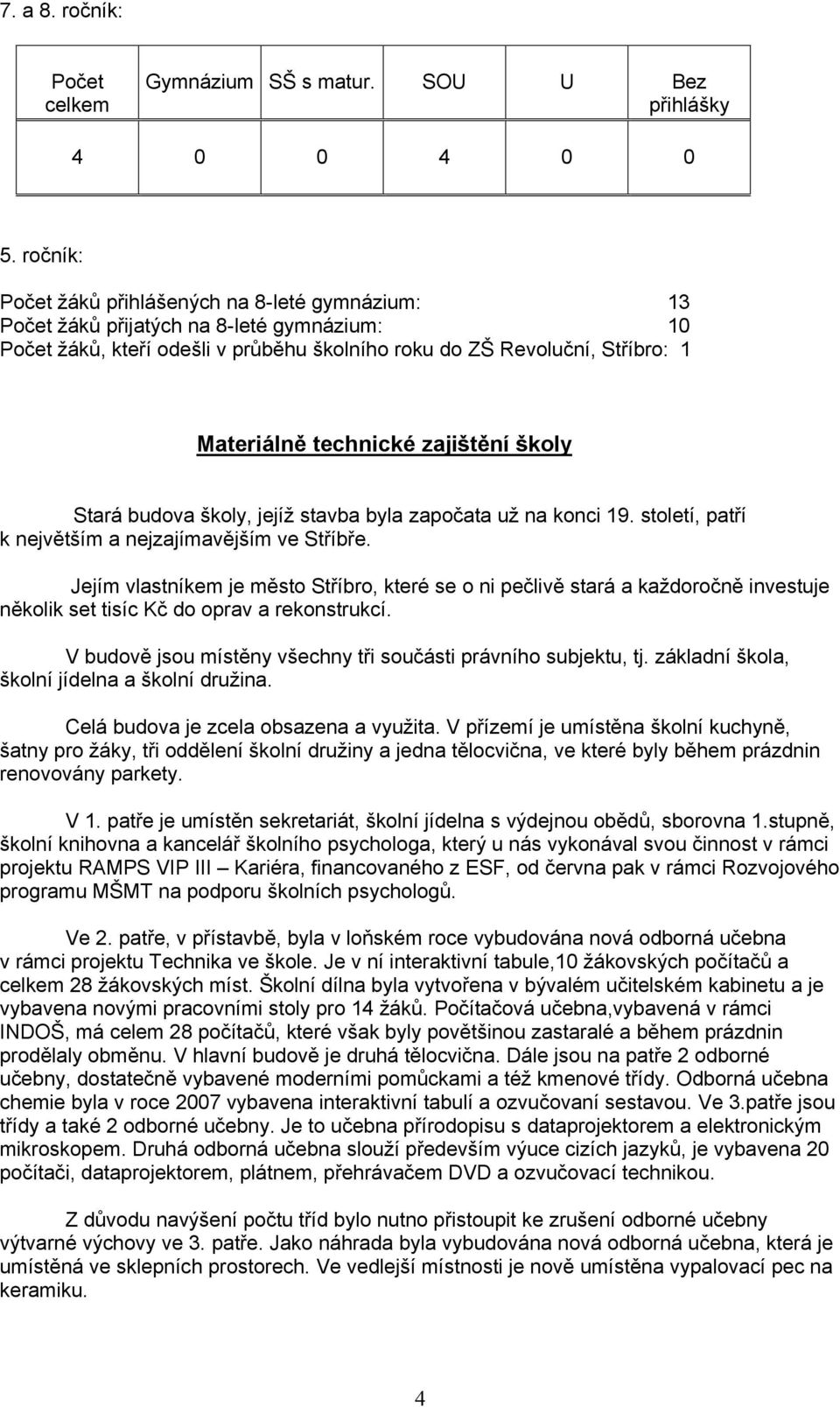 zajištění školy Stará budova školy, jejíž stavba byla započata už na konci 19. století, patří k největším a nejzajímavějším ve Stříbře.