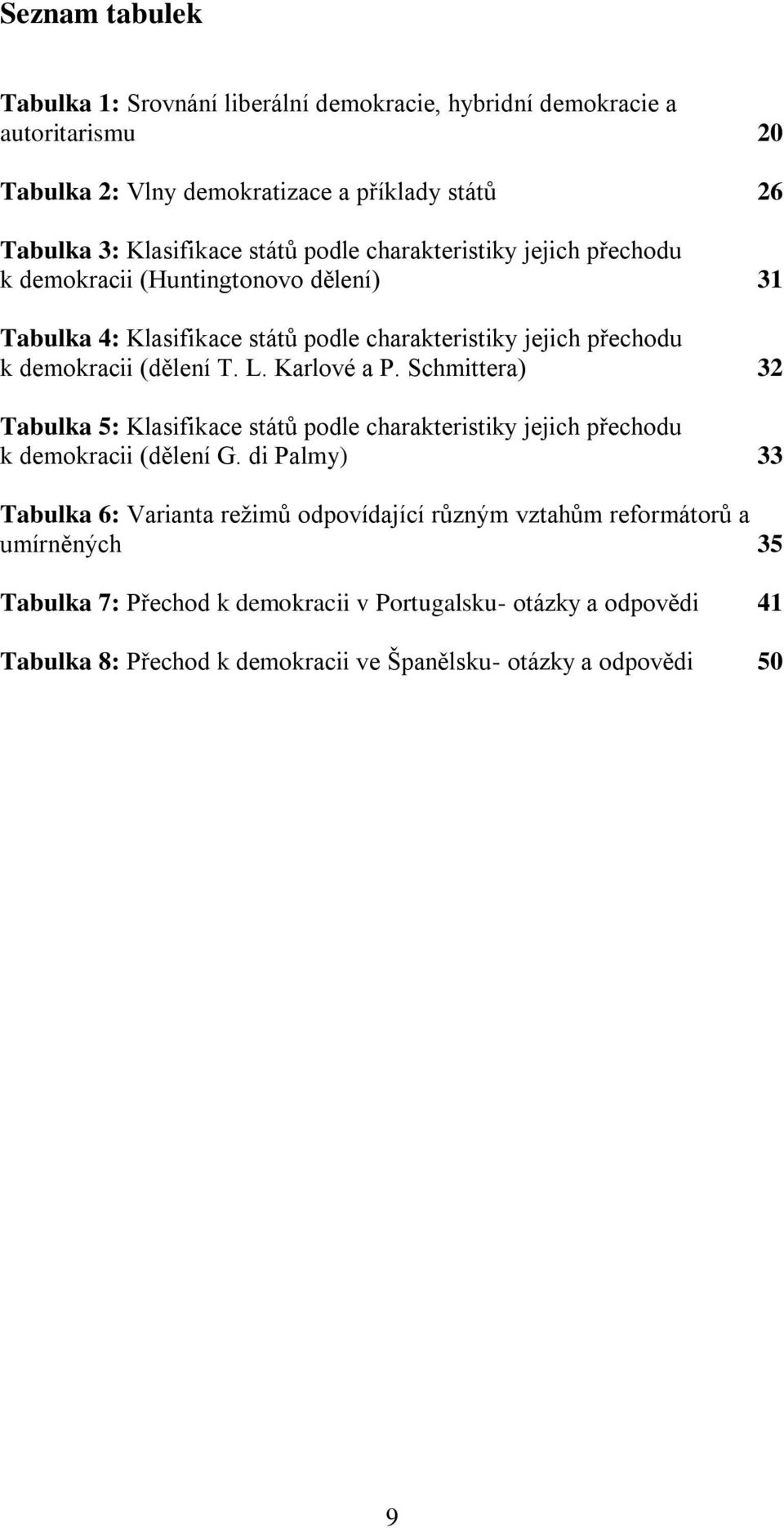 Karlové a P. Schmittera) 32 Tabulka 5: Klasifikace států podle charakteristiky jejich přechodu k demokracii (dělení G.