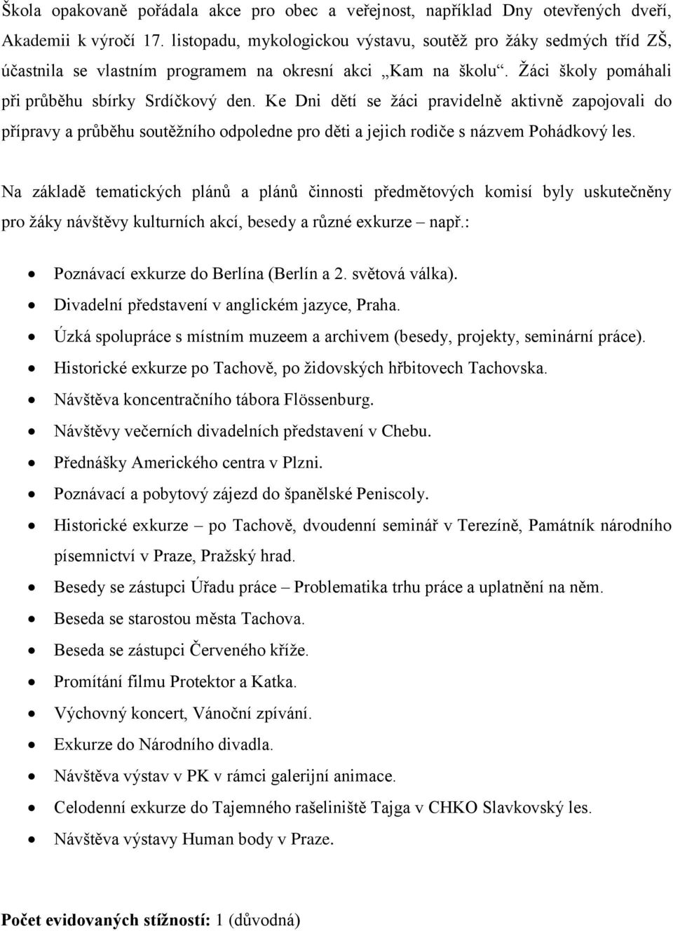 Ke Dni dětí se žáci pravidelně aktivně zapojovali do přípravy a průběhu soutěžního odpoledne pro děti a jejich rodiče s názvem Pohádkový les.