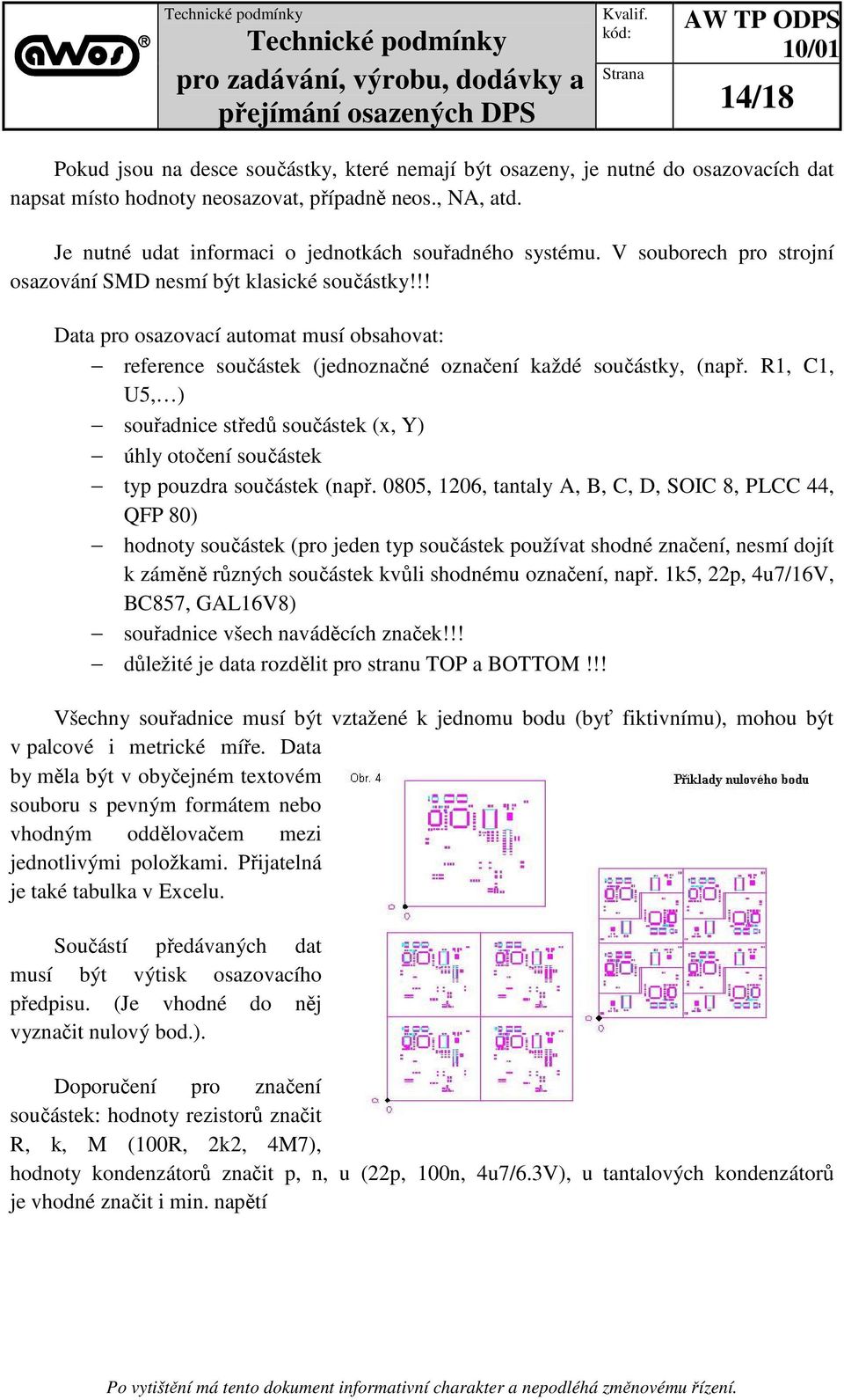 !! Data pro osazovací automat musí obsahovat: reference součástek (jednoznačné označení každé součástky, (např.