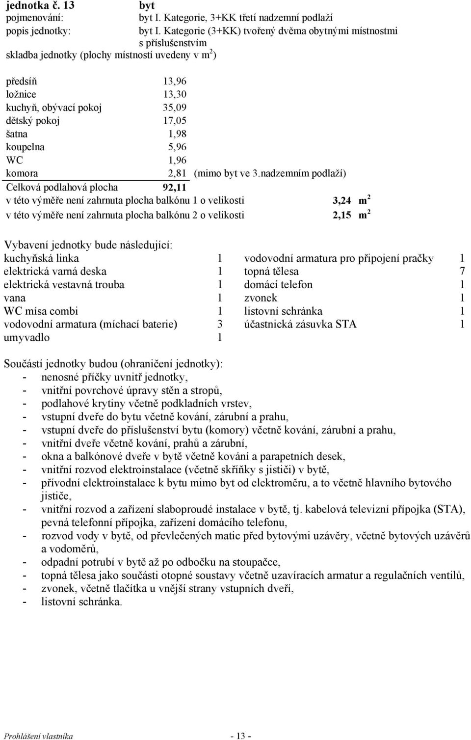 šatna 1,98 koupelna 5,96 WC 1,96 komora 2,81 (mimo ve 3.