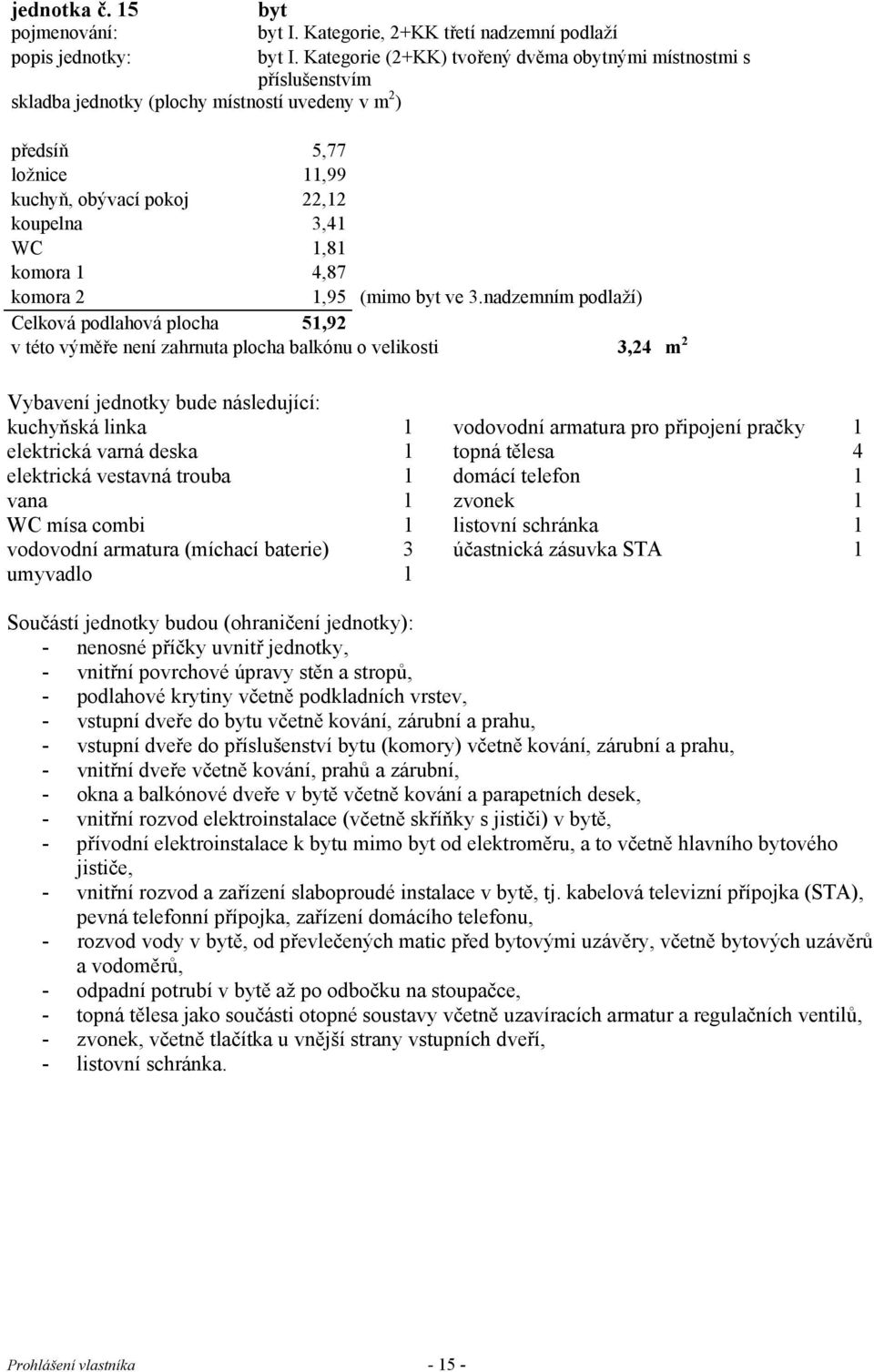 koupelna 3,41 WC 1,81 komora 1 4,87 komora 2 1,95 (mimo ve 3.