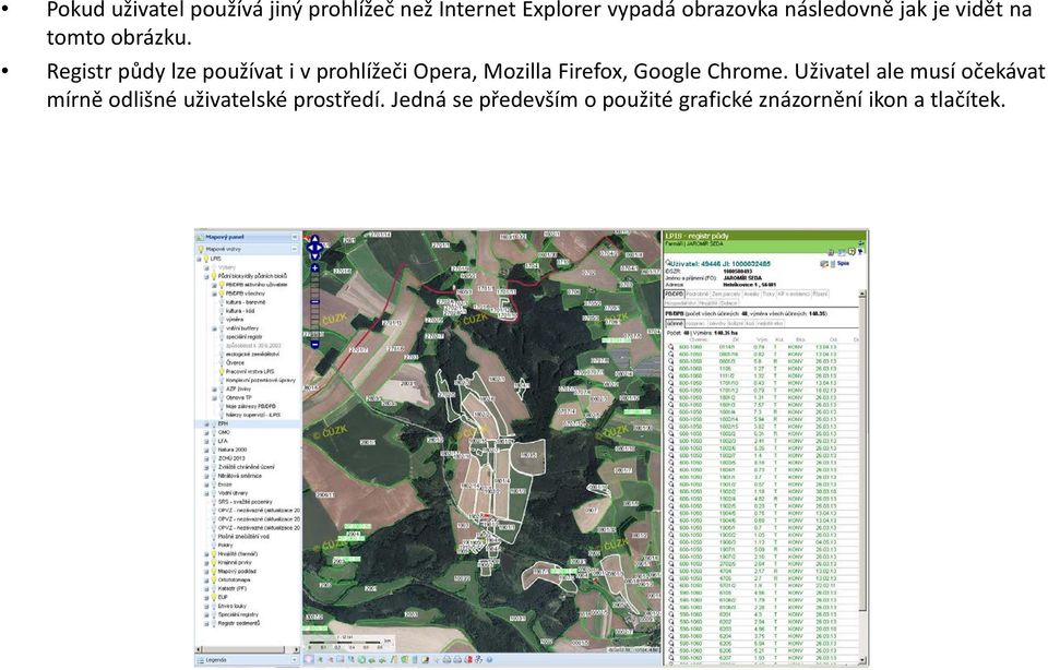 Registr půdy lze používat i v prohlížeči Opera, Mozilla Firefox, Google Chrome.