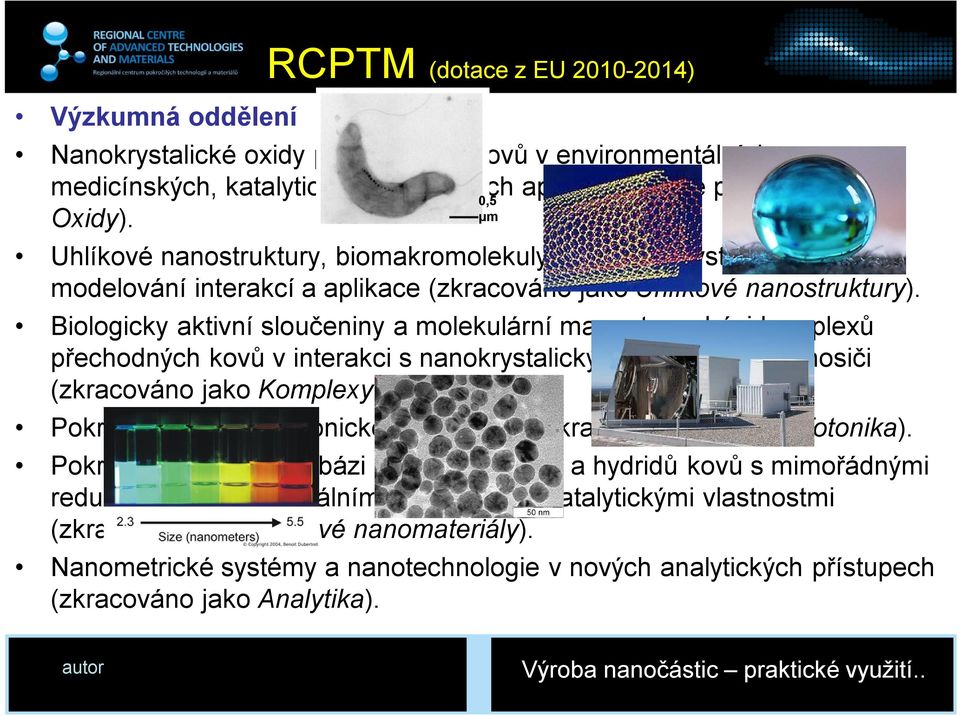 Biologicky aktivní sloučeniny a molekulární magnety na bázi komplexů přechodných kovů v interakci s nanokrystalickými magnetickými nosiči (zkracováno jako Komplexy).