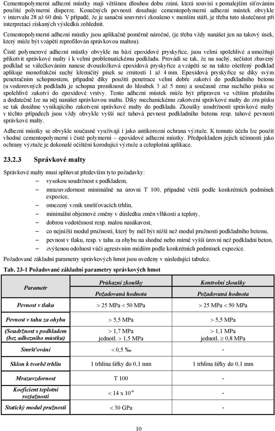 V případě, že je sanační souvrství zkoušeno v menším stáří, je třeba tuto skutečnost při interpretaci získaných výsledků zohlednit.