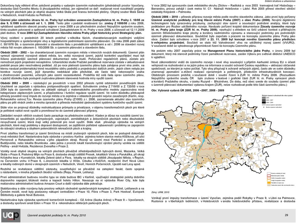 Územní plán sídelního útvaru hl. m. Prahy byl schválen usnesením Zastupitelstva hl. m. Prahy č. 10/05 ze dne 9. 9.1999 s účinností od 1. 1. 2000. Tento plán v podobě revidované tzv.