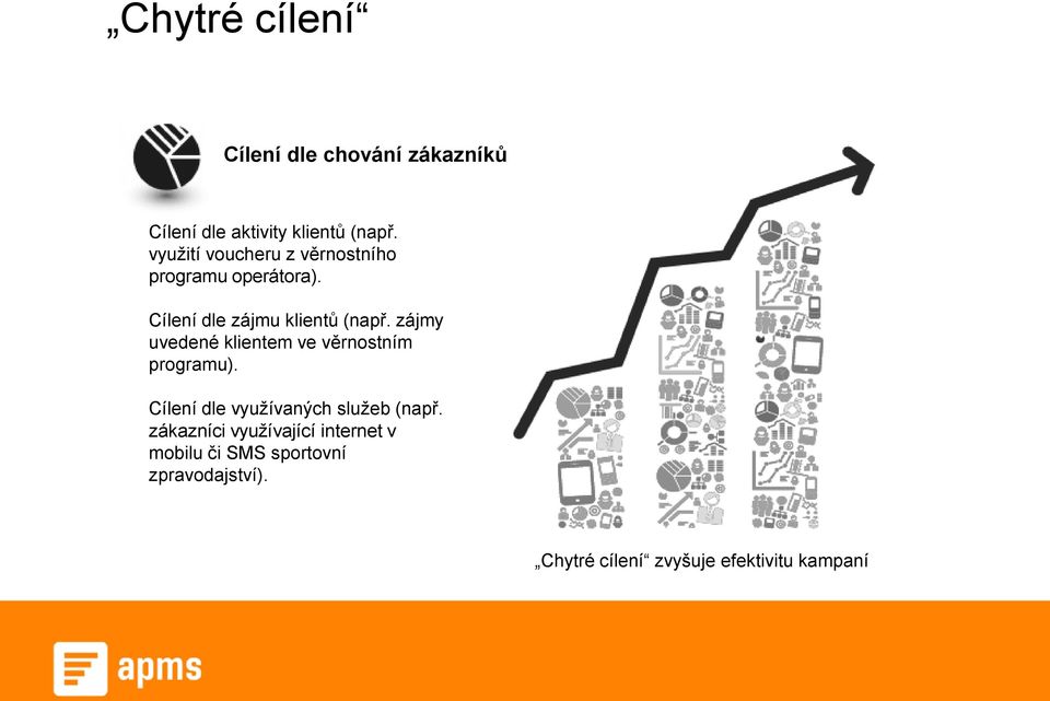 zájmy uvedené klientem ve věrnostním programu). Cílení dle využívaných služeb (např.