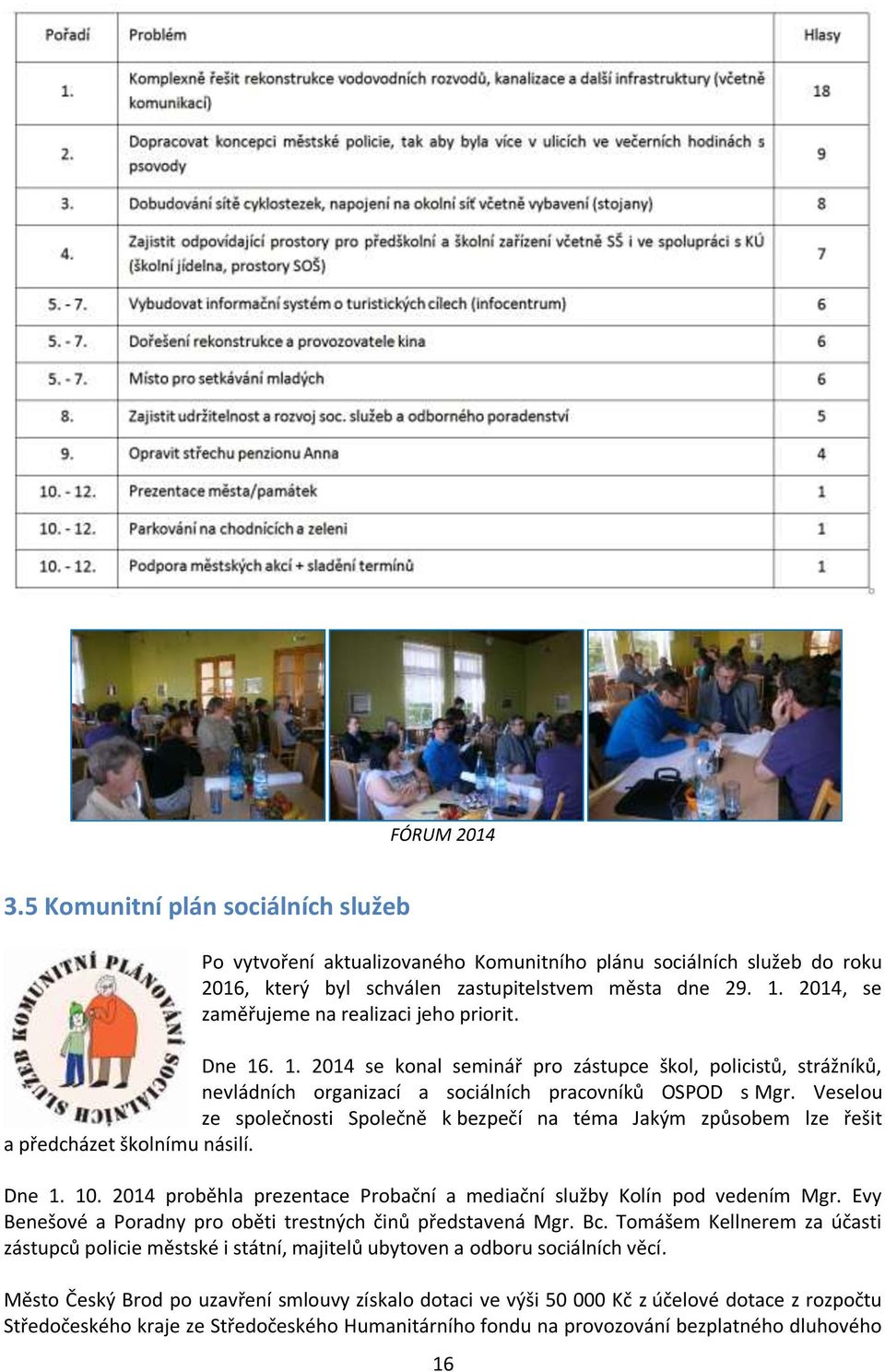 Veselou ze společnosti Společně k bezpečí na téma Jakým způsobem lze řešit a předcházet školnímu násilí. Dne 1. 10. 2014 proběhla prezentace Probační a mediační služby Kolín pod vedením Mgr.