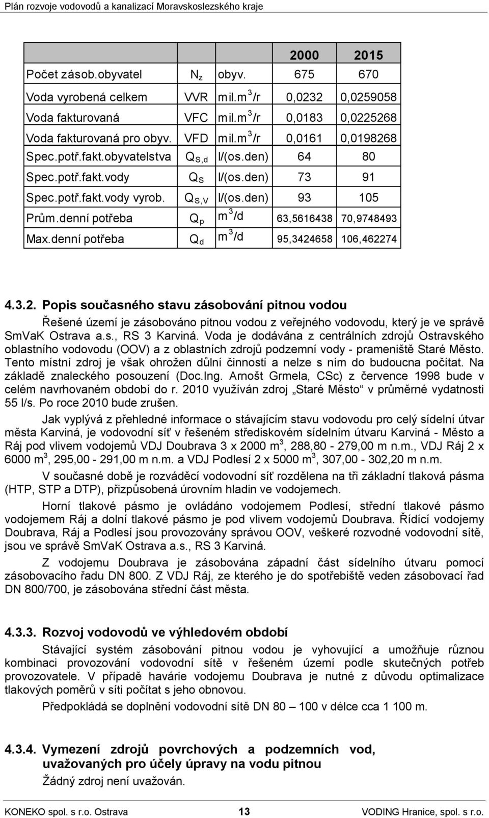 denní potřeba Q p m 3 /d 63,5616438 70,9748493 Max.denní potřeba Q d m 3 /d 95,3424