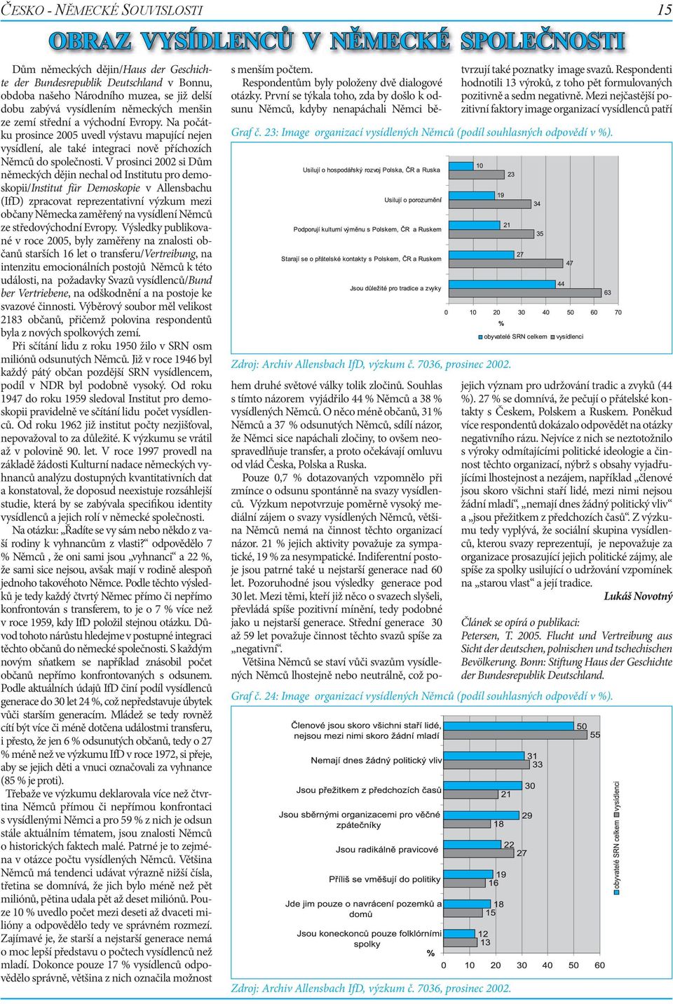 V prosinci 2002 si Dům německých dějin nechal od Institutu pro demoskopii/institut für Demoskopie v Allensbachu (IfD) zpracovat reprezentativní výzkum mezi občany Německa zaměřený na vysídlení Němců