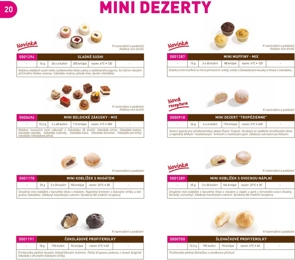 - 15 g 3 x 60 ks/krt 88 krt/pal rozmr. 4 C 120 - Kolekce mini muffinů ve třech příchutích: světlý, světlý s čokoládovými kousky a tmavý s čokoládou.