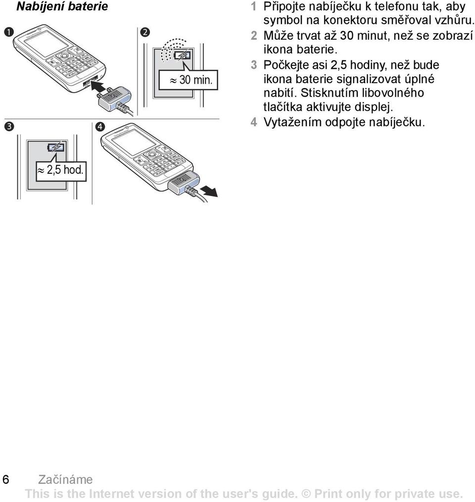 2 Může trvat až 30 minut, než se zobrazí ikona baterie.