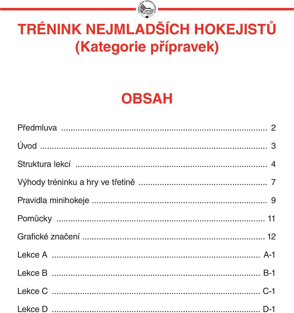 .. 4 Výhody tréninku a hry ve třetině... 7 Pravidla minihokeje.