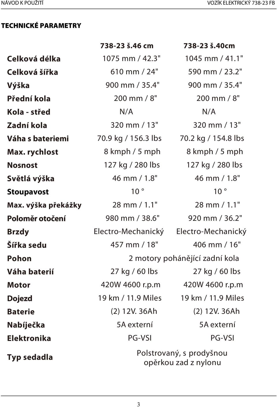 rychlost 8 kmph / 5 mph 8 kmph / 5 mph Nosnost 127 kg / 280 lbs 127 kg / 280 lbs Světlá výška 46 mm / 1.8" 46 mm / 1.8" Stoupavost 10 10 Max. výška překážky 28 mm / 1.1" 28 mm / 1.