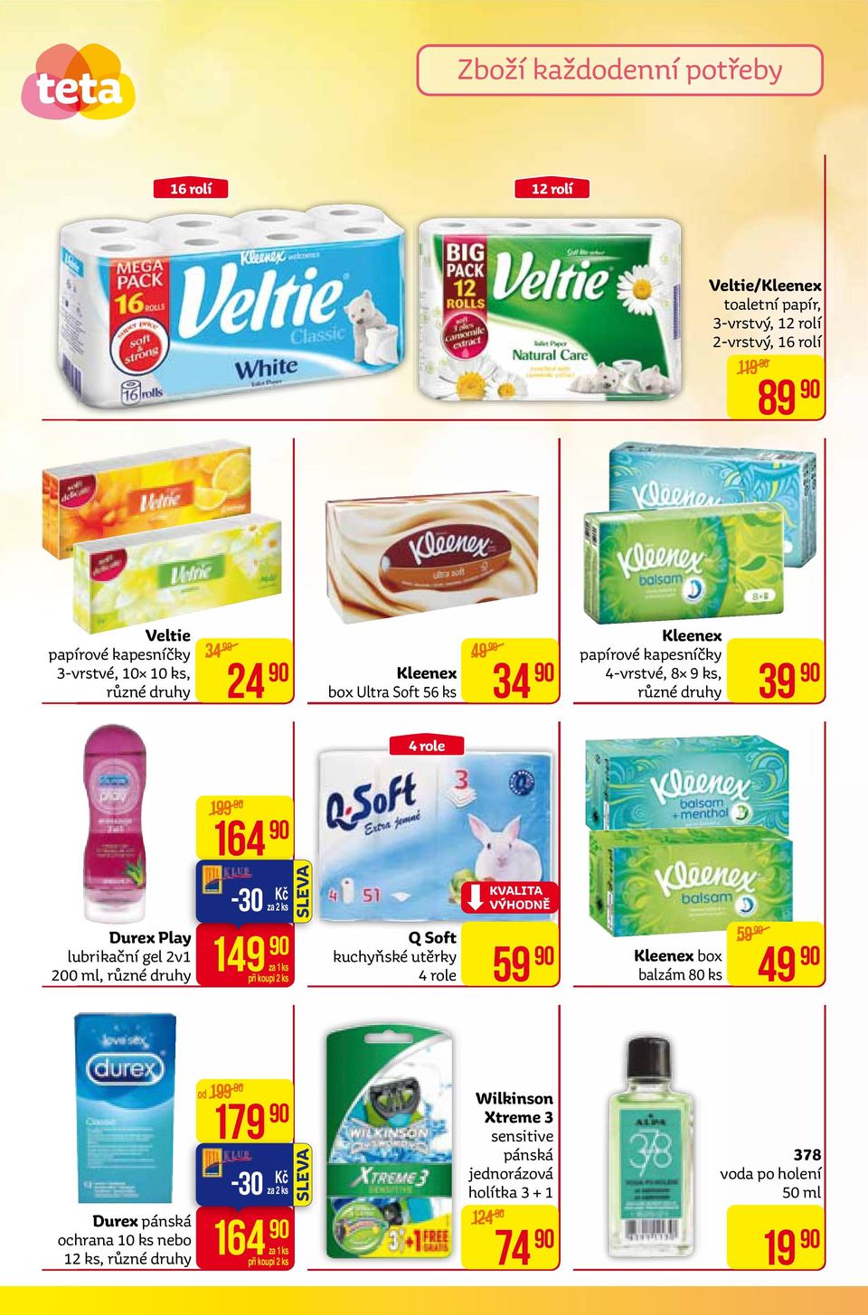 durex Play lubrikační gel 2v1 200 ml, -30 za 2 ks 149 Q Soft kuchyňské utěrky 4 role 59 kleenex box balzám 80 ks 59 49 durex pánská