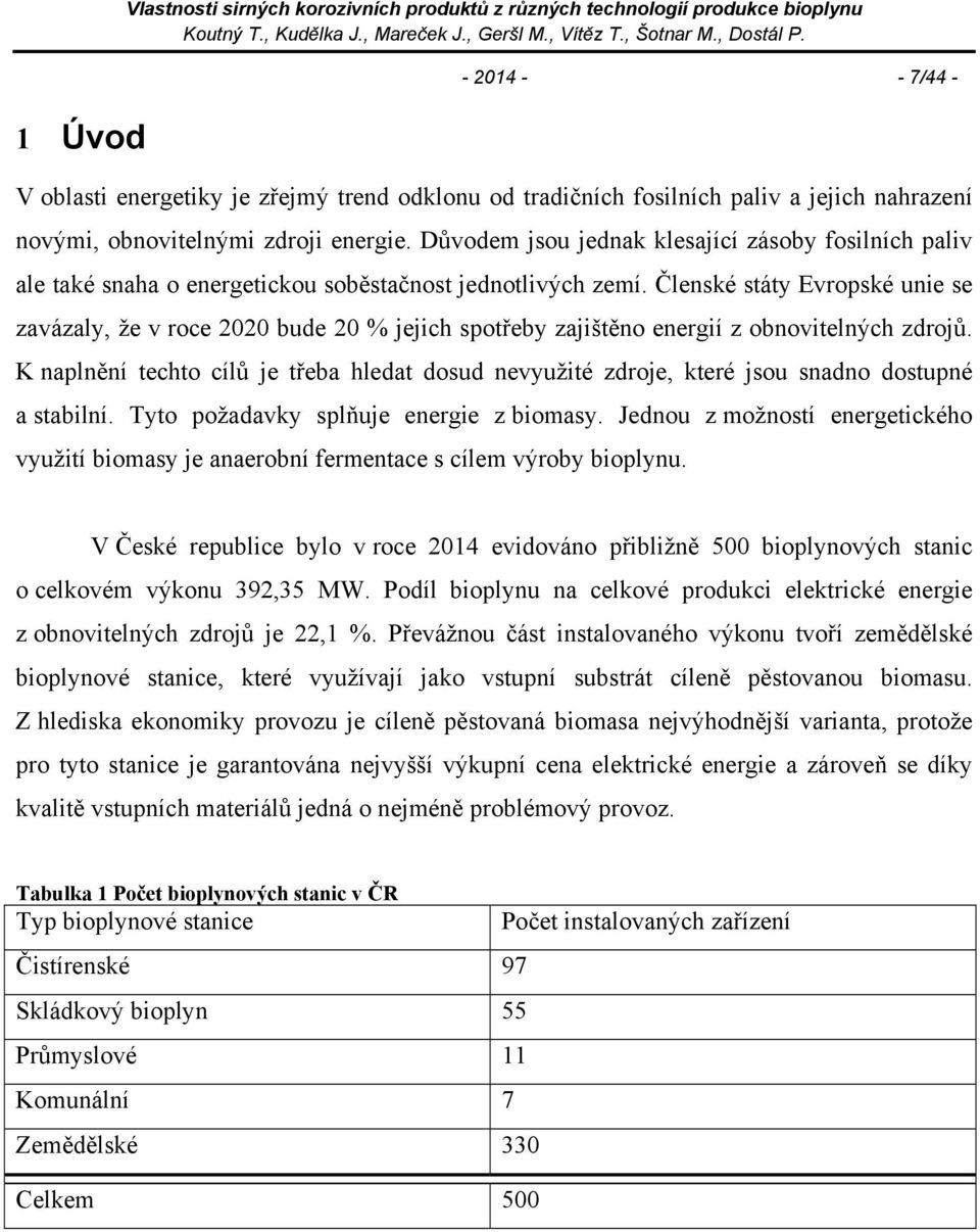 Členské státy Evropské unie se zavázaly, že v roce 2020 bude 20 % jejich spotřeby zajištěno energií z obnovitelných zdrojů.