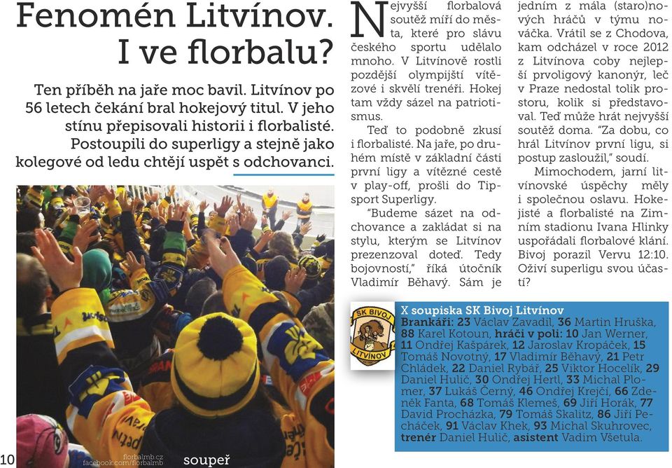 V Litvínově rostli pozdější olympijští vítězové i skvělí trenéři. Hokej tam vždy sázel na patriotismus. Teď to podobně zkusí i florbalisté.