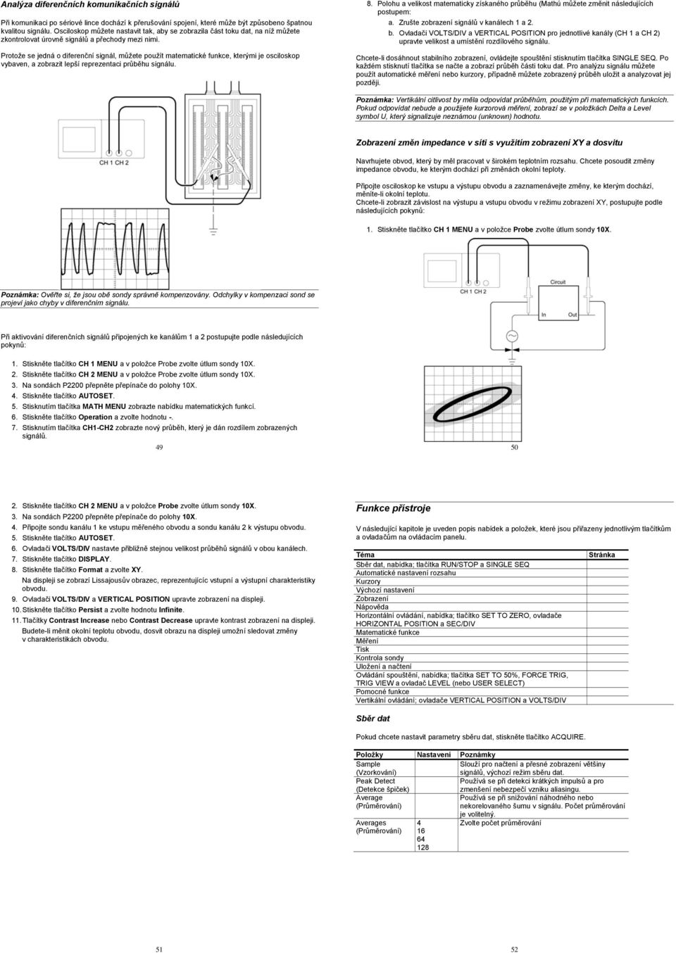 Protože se jedná o diferenční signál, můžete použít matematické funkce, kterými je osciloskop vybaven, a zobrazit lepší reprezentaci průběhu signálu. 8.