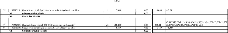 131,009 0,00 131,01 =0,51*(((23,77+2,12+23,96+9,34*2+23,77+23,9+9,5*2+17,6*2+11,9*2 +9,07*2+4,41*2+11,7*2+6,16*2)*0,3)/0,3)