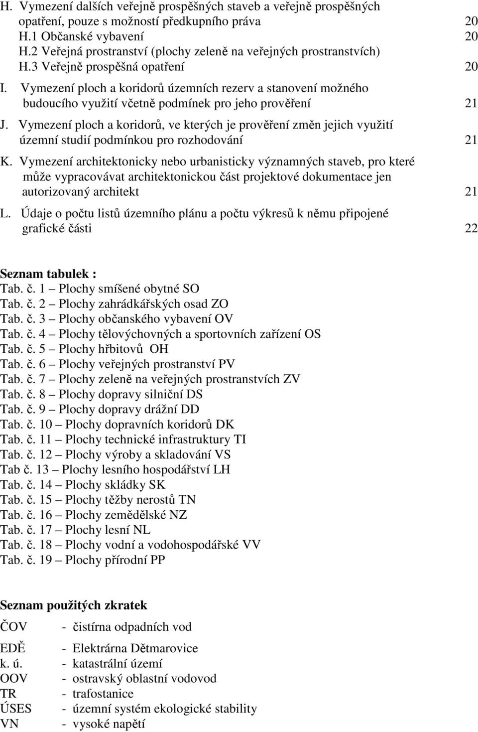 Vymezení ploch a koridorů územních rezerv a stanovení možného budoucího využití včetně podmínek pro jeho prověření 21 J.