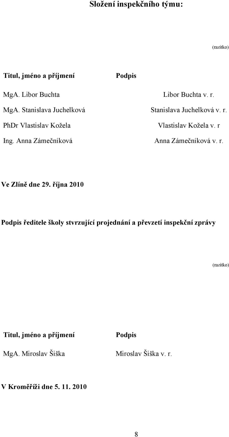 r Ing. Anna Zámečníková Anna Zámečníková v. r. Ve Zlíně dne 29.